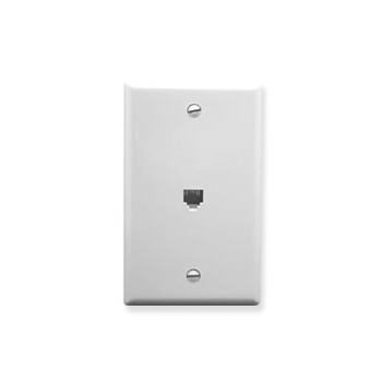 Flush Wall Plate Single 6P6C WHITE