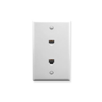 Flush Wall Plate Double 6P6C WHITE